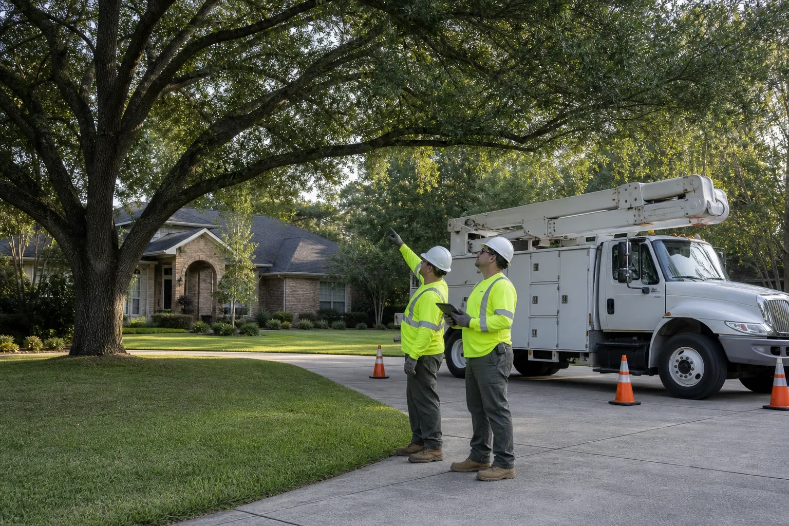 Safe Tree Trimming Planning in Shreveport, LA Tree trimming crew planning safe pruning in Shreveport, Louisiana